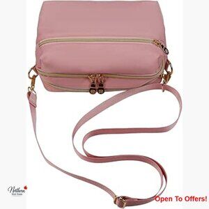 Water Resistant Nylon Crossbody Bag with Multi-Zipper Pocket